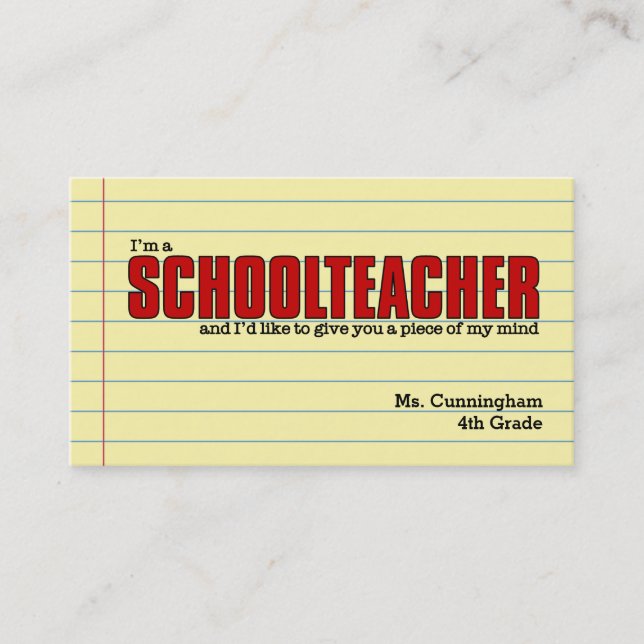 Cartes de visite pour l'enseignant scolaire Humori (Devant)