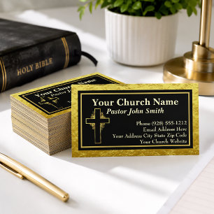 Cartes de visite pour pasteur d'église croix flora