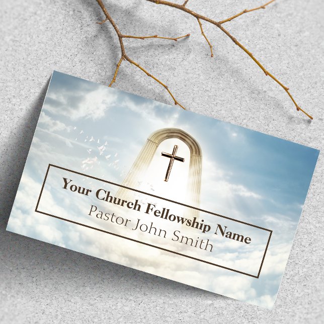 Cartes de visite pour pasteur d'église en or à Arc (Heavenly Arch Gold Church Pastor Business Cards)
