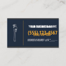 Cartes de visite pour plombiers, nom et téléphone