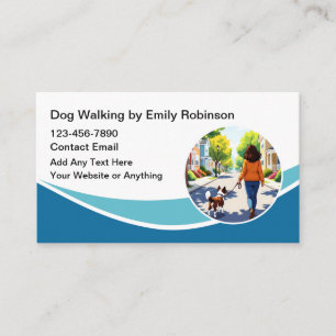 Cartes de visite pour promeneur de chien moderne e
