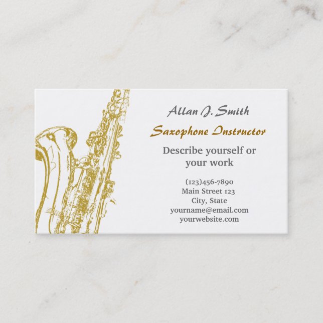 Cartes de visite pour saxophonistes (Devant)