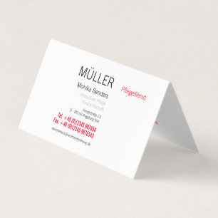 Cartes de visite pour soins aux personnes âgées en
