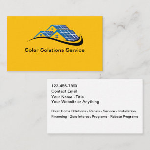 Cartes de visite pour solutions de maison solaire
