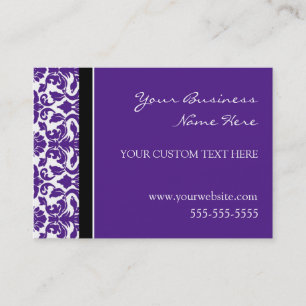 Cartes de visite pourpres élégants de damassé