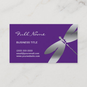 Cartes de visite pourpres et argentés de libellule