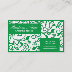 Cartes de visite professionnels damask blanc vert