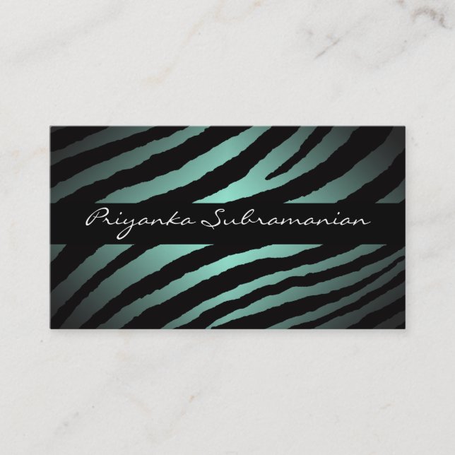 Cartes de visite professionnels Mint Zebra (Devant)