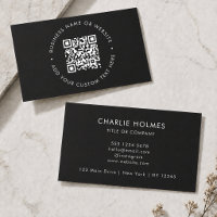 Cartes de visite QR Code | Carte noire élégante pe