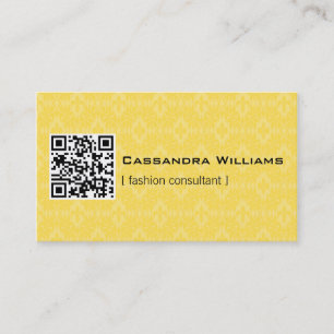 Cartes de visite QR CODE Jaune Damask