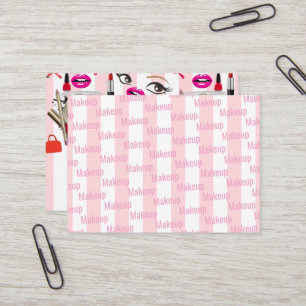Cartes de visite, rayure rose et blanc de maquilla