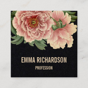 Cartes de visite roses à la mode floraux élégants