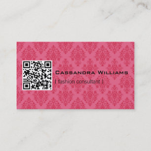 Cartes de visite roses de CODE de la damassé QR