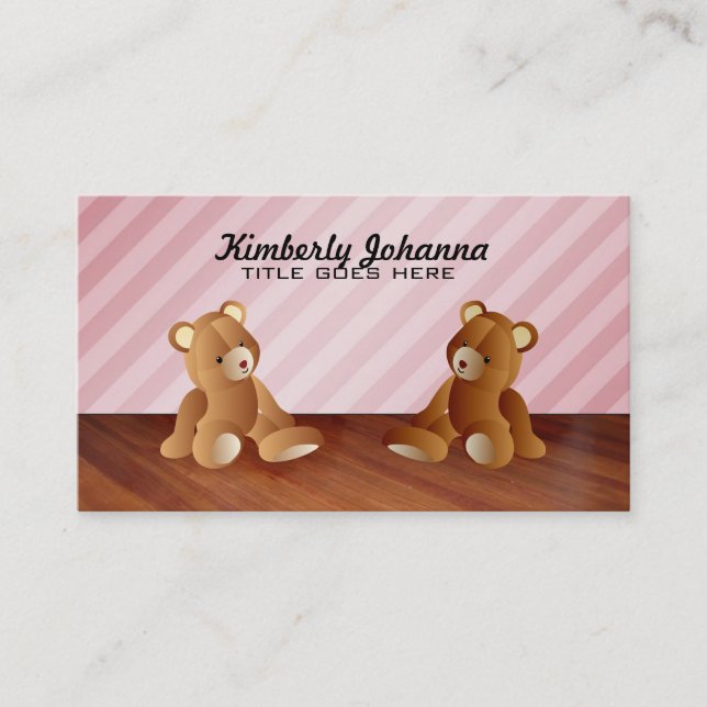 Cartes de visite roses de nounours (Devant)