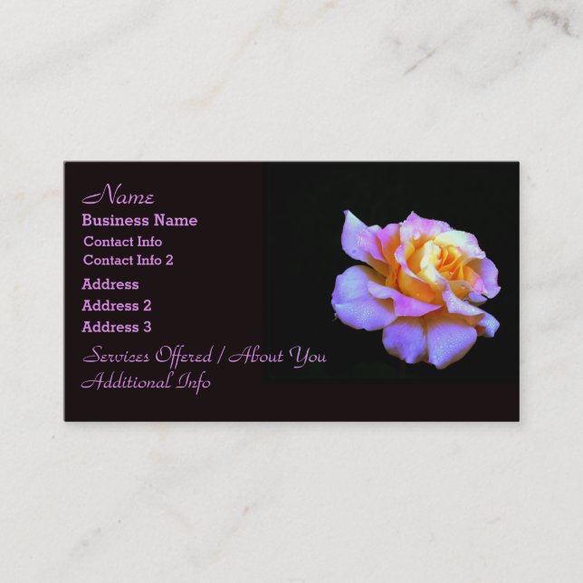 Cartes de visite Roses rose et or (Devant)