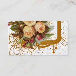 Cartes de visite roses victoriens d'or d'élégance