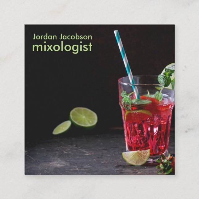 Cartes de visite rouges de cocktail (Devant)