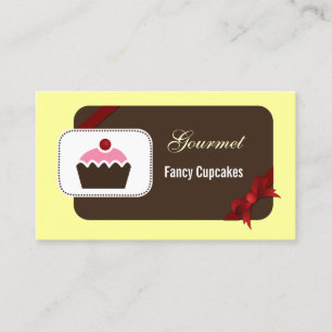 cartes de visite rouges de cupcakes mignons