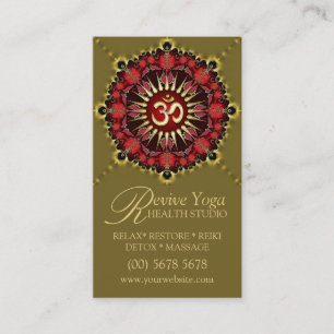 Cartes de visite rouges verts de yoga de signe