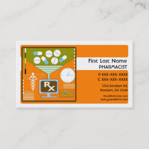 Cartes de visite simples de pharmacien orange