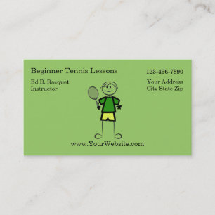 Cartes de visite simples d'instructeur de tennis