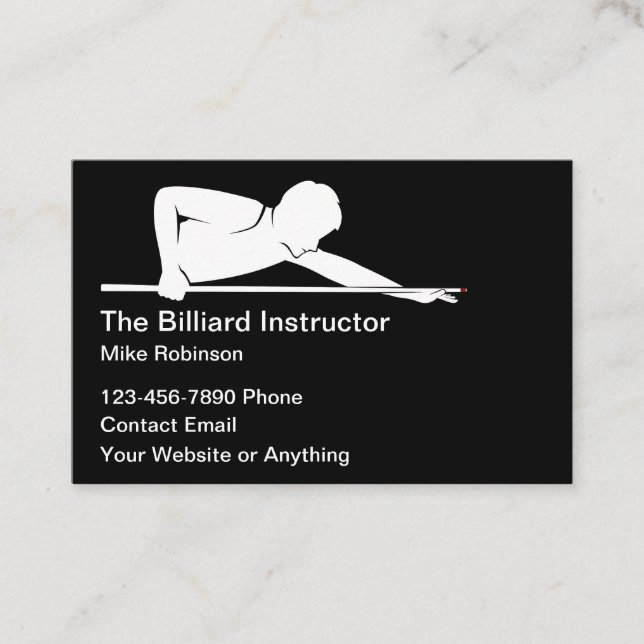 Cartes de visite simples pour professeur de billar (Devant)
