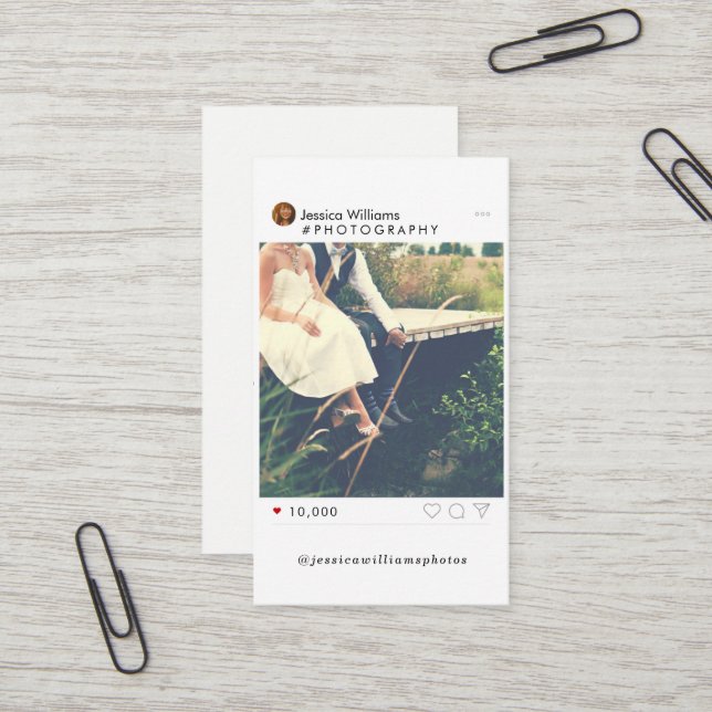 Cartes de visite sociaux minimaux de photographie (Devant/Arrière en situation)