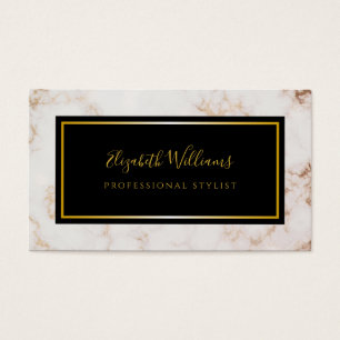 Cartes de visite Styliste de marbre noir rose or