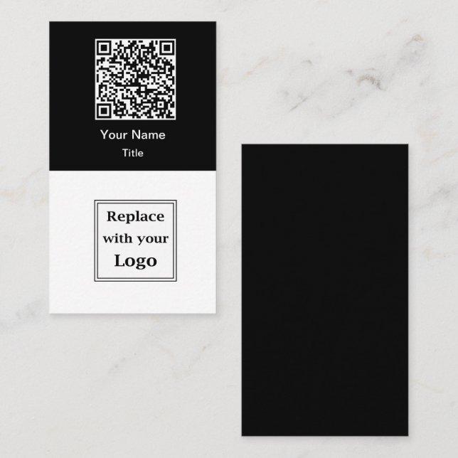 Cartes de visite verticales avec code QR et logo d (Devant / Derrière)