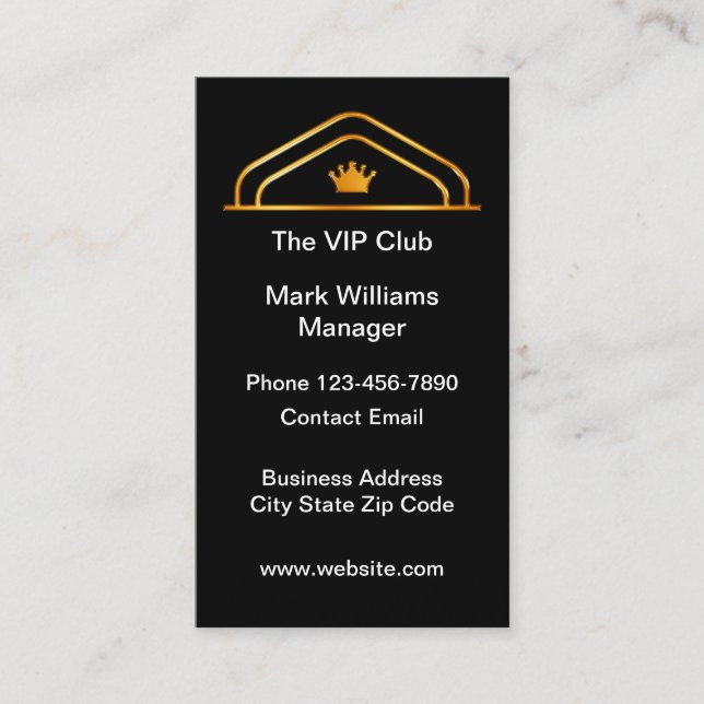 Cartes de visite verticaux de classe VIP Club Crow (Devant)