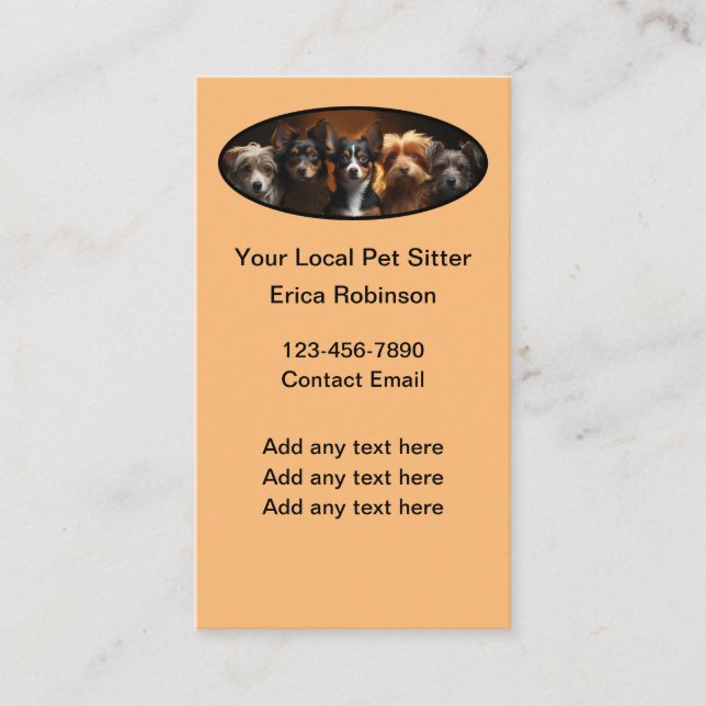 Cartes de visite verticaux pour animaux domestique (Devant)