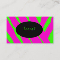 Cartes de visite verts au néon de mode de zèbre de
