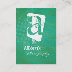 Cartes de visite verts et turquoises de monogramme