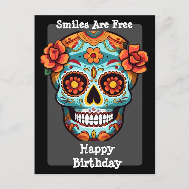 Cartes de vœu d'anniversaire Crâne de Sucre (Devant)