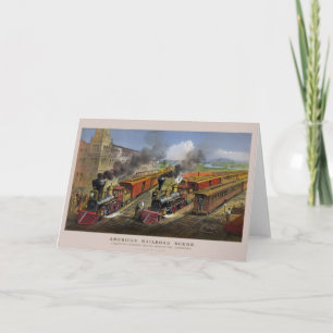 Cartes de voeux américaine de trains de chemin de