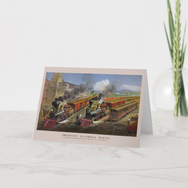 Cartes de voeux américaine de trains de chemin de (Devant)