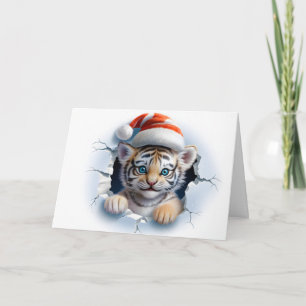 Cartes de vœux Animaux de Noël Bébé Tigre 3D