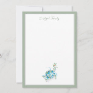 Cartes de vœux aquarelle côtière Tortue de mer de