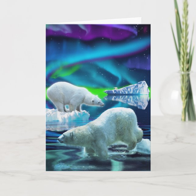 Cartes de voeux arctiques d'ours blancs et d'art (Devant)