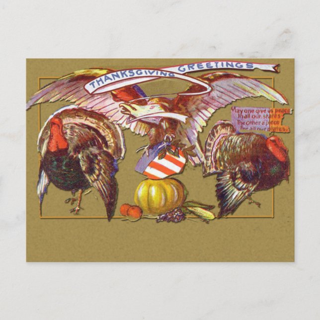 Cartes de voeux Art Thanksgiving vintages (Devant)