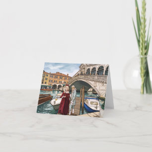 Cartes de voeux avec masques de Venise près du Pon