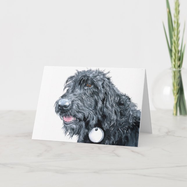 Cartes de voeux Black Labradoodle (Devant)