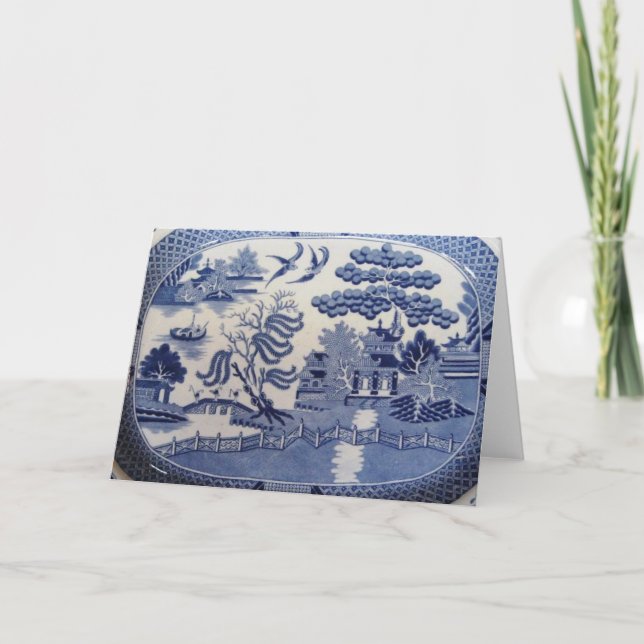 Cartes de voeux bleu saule pour ramener le passé (Devant)