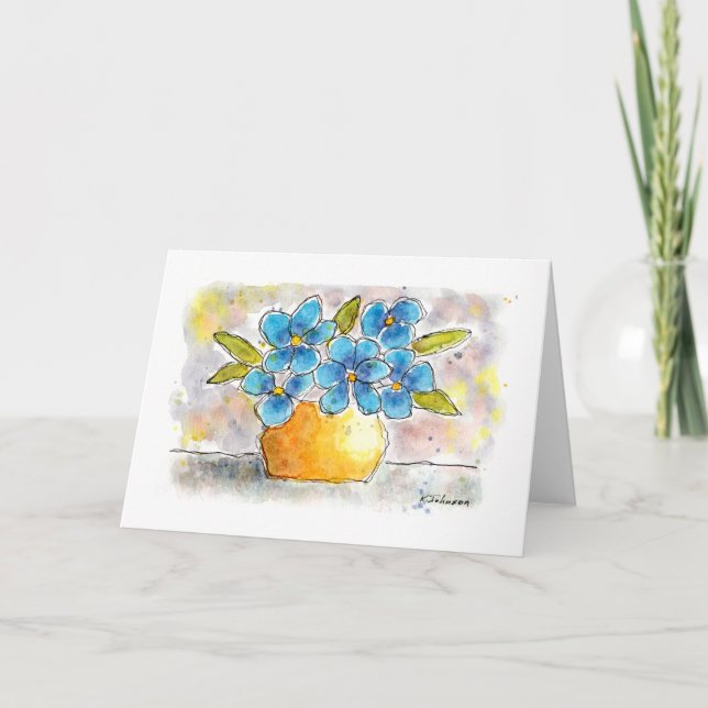 Cartes de voeux bleu violet aquarelle (Devant)