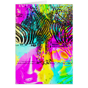 Cartes de voeux colorées Zebras Blank Inside