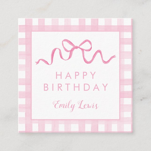 Cartes de vœux d'anniversaire à ruban rose (Devant)