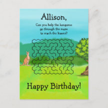 Cartes de vœux d'anniversaire Labyrinthe Kangourou