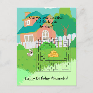 Cartes de vœux d'anniversaire Labyrinthe Lapin et 