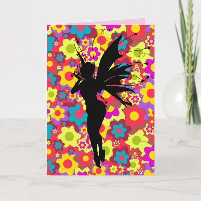 Cartes de voeux d'anniversaire pour fille fée pixi (Devant)