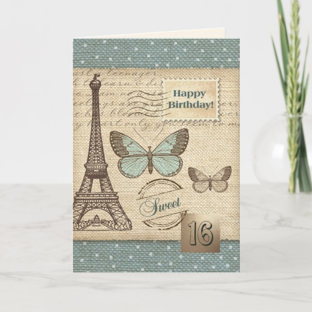Cartes de voeux d'anniversaire Sweet sixteen (Devant)